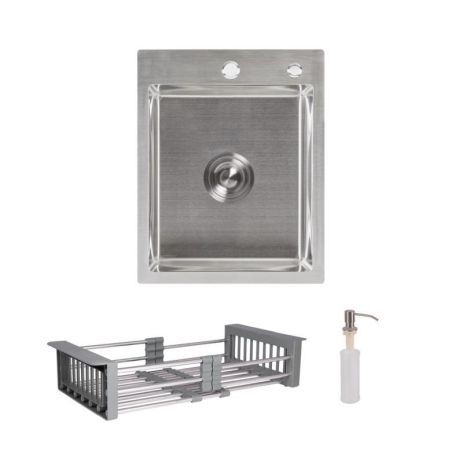 Комплект Lidz Handmade H4050 Мийка для кухні інтегрована Brushed у комплекті з дозатором + Lidz K01G Комплект Lidz Handmade H4050 Мийка для кухні інтегрована Brushed у комплекті з дозатором + Lidz K01G