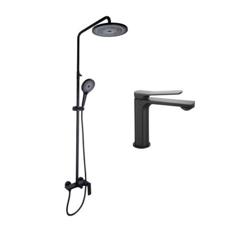 Комплект смесителей Qtap Slavonice: Душевая система QTSLA110BLM45914 + Смеситель для раковины QTSLA1042103B Комплект смесителей Qtap Slavonice: Душевая система QTSLA110BLM45914 + Смеситель для раковины QTSLA1042103B