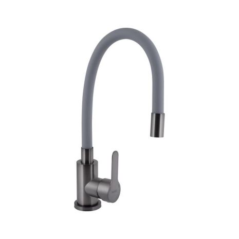Змішувач для кухні Brinex Pure 015F3 з гнучким виливом Graphite/Grey BRIPUR015F3GRG