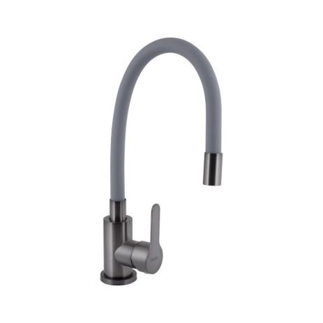 Змішувач для кухні Brinex Pure 015F3 з гнучким виливом Graphite/Grey BRIPUR015F3GRG