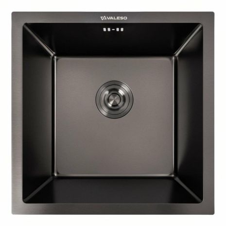 Кухонна мийка PVD чорна 44*44 VALESO Handmade монтаж під стільницю (3.0/0.8)