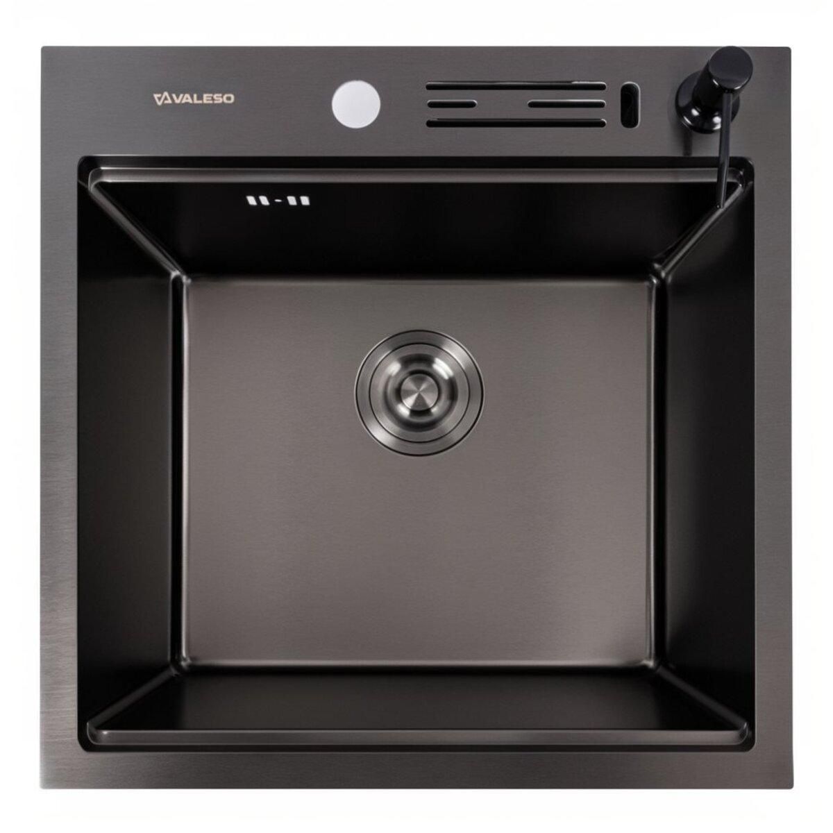 50*50 Мийка PVD чорна Valeso Handmade з підставкою для ножів (сифон круглий, 3,0/0,8) 50*50 Мийка PVD чорна Valeso Handmade з підставкою для ножів (сифон круглий, 3,0/0,8)
