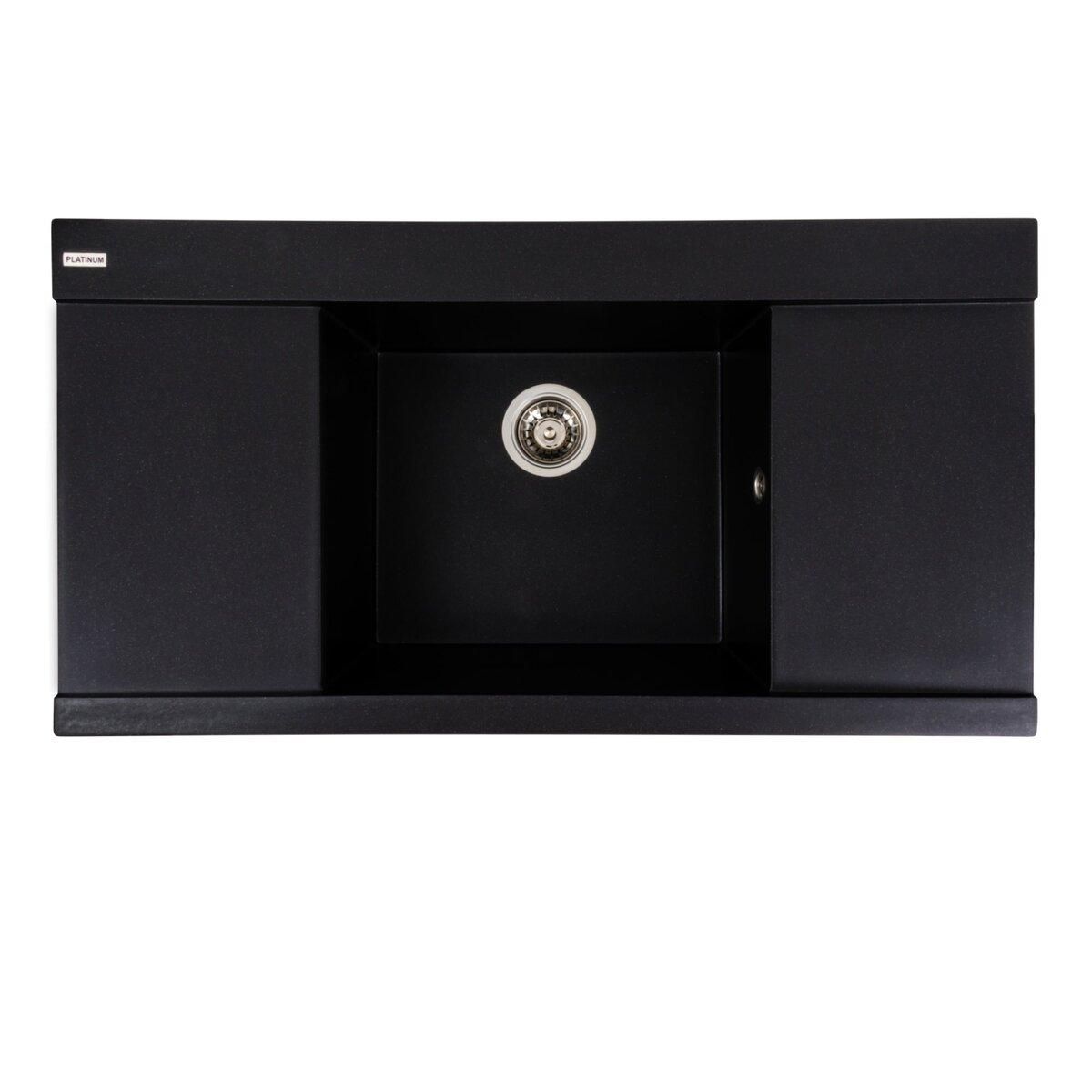 Гранітна мийка для кухні Platinum 9651 ATLAS матовий Чорний металік Гранітна мийка для кухні Platinum 9651 ATLAS матовий Чорний металік