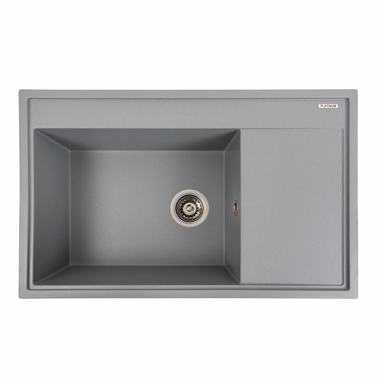 Гранітна мийка для кухні Platinum 7950 AZURIT матовий Сірий металік Гранітна мийка для кухні Platinum 7950 AZURIT матовий Сірий металік