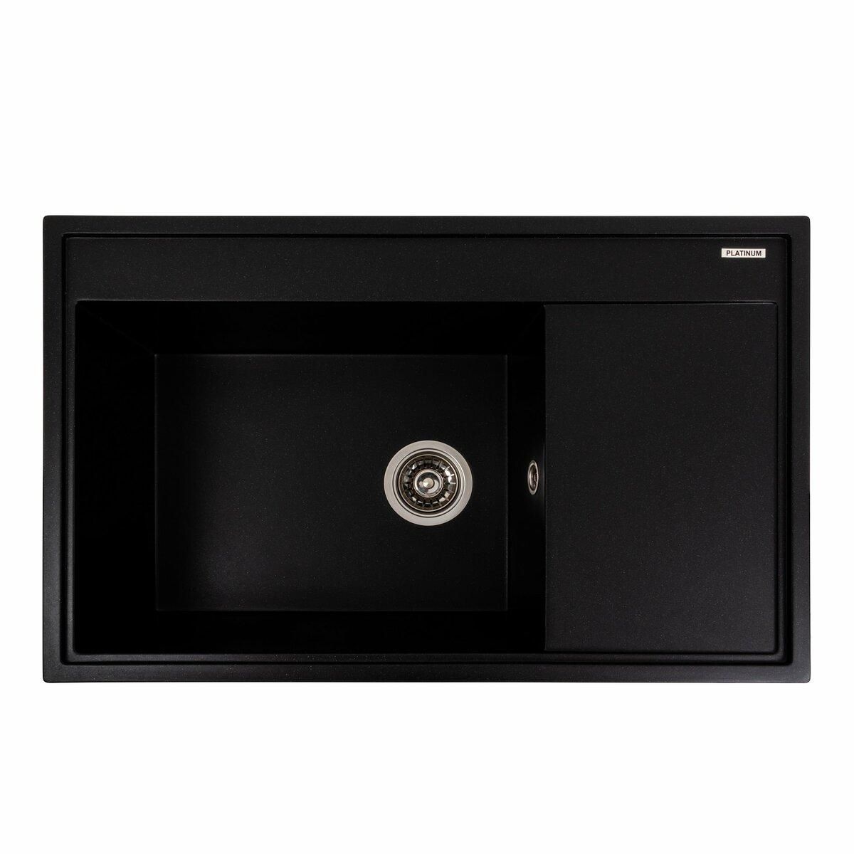 Гранітна мийка для кухні Platinum 7950 AZURIT матовий Чорний металік Гранітна мийка для кухні Platinum 7950 AZURIT матовий Чорний металік