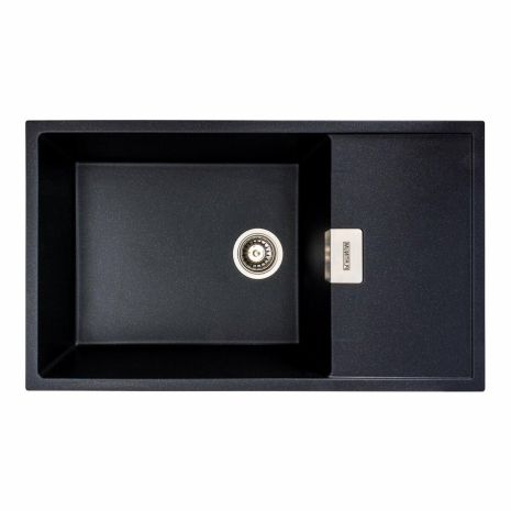 Гранитная мойка для кухни Platinum 8650 DIAMOND матовая (черный металлик)