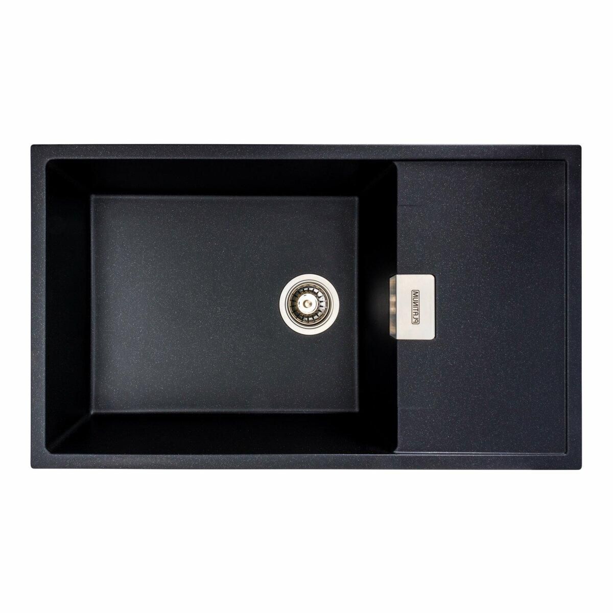 Гранитная мойка для кухни Platinum 8650 DIAMOND матовая (черный металлик) Гранитная мойка для кухни Platinum 8650 DIAMOND матовая (черный металлик)