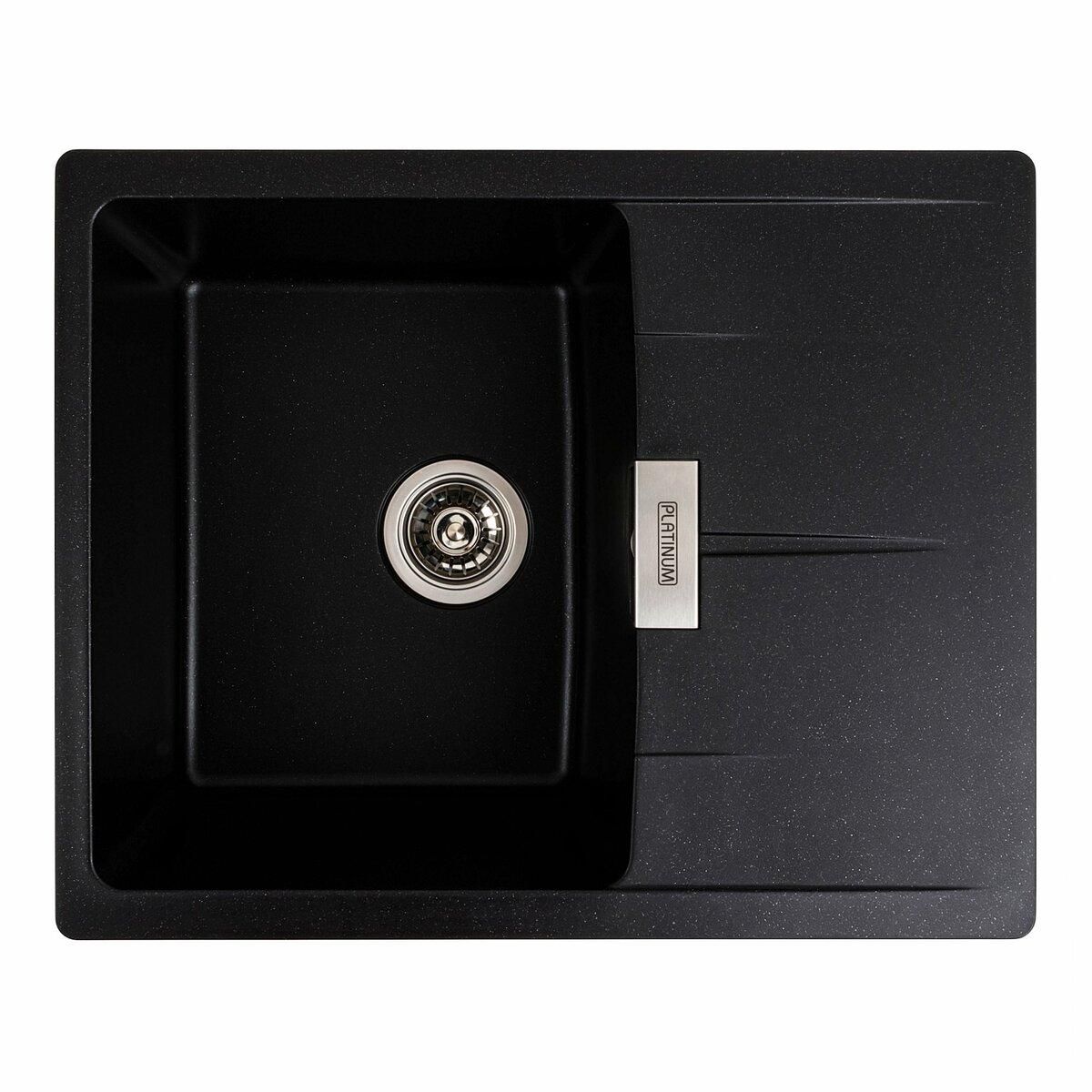 Гранітна мийка для кухні Platinum 6250 ZIRKONE матовий чорний металік Гранітна мийка для кухні Platinum 6250 ZIRKONE матовий чорний металік