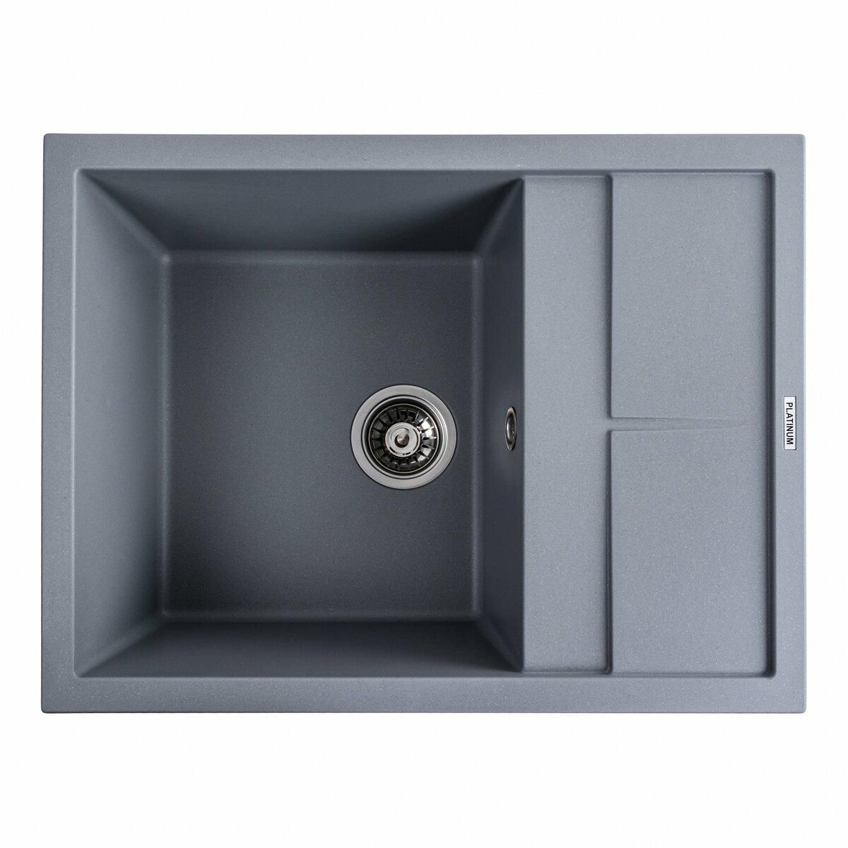 Гранитная мойка для кухни Platinum 6550 LOTOS матовый серый металлик Гранитная мойка для кухни Platinum 6550 LOTOS матовый серый металлик
