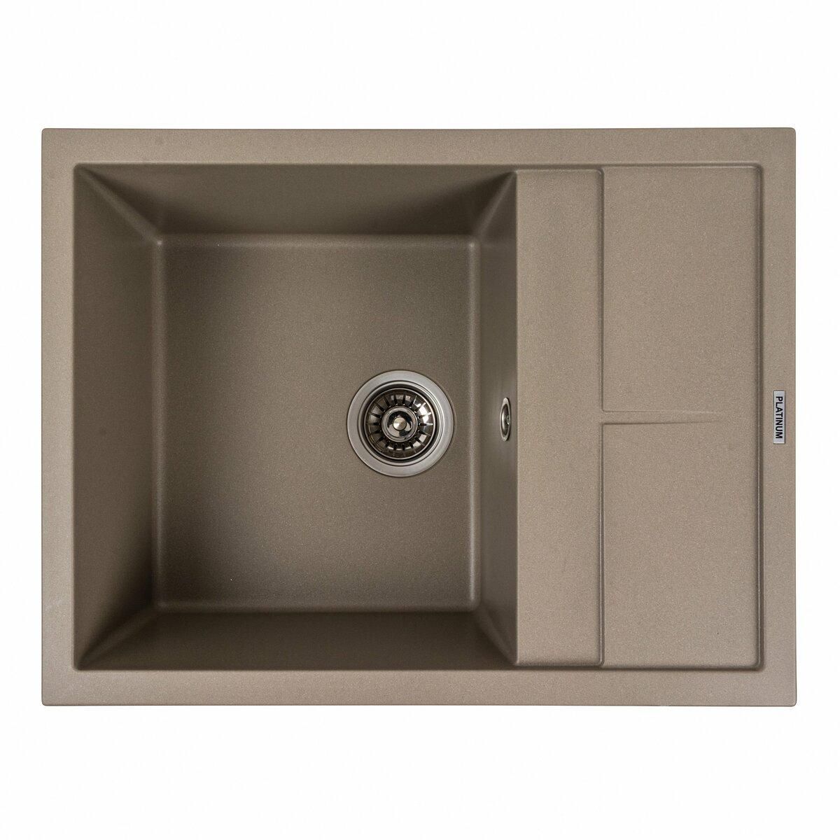 Гранитная мойка для кухни Platinum 6550 LOTOS матовый Титан Гранитная мойка для кухни Platinum 6550 LOTOS матовый Титан