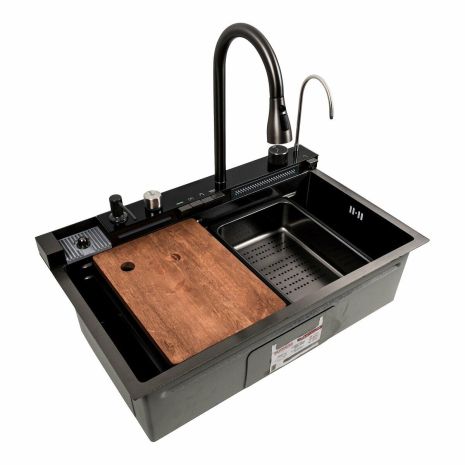 Кухонна мийка чорна PVD 75*46E Platinum Handmade "ВОРОСПАД" Whale