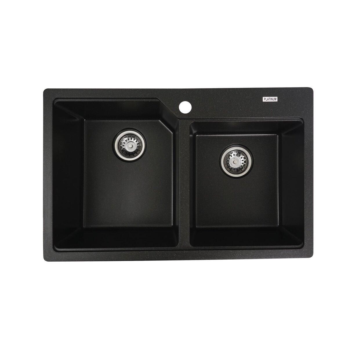 Гранітна мийка для кухні Platinum 7850 HARMONY матова Чорний металік Гранітна мийка для кухні Platinum 7850 HARMONY матова Чорний металік