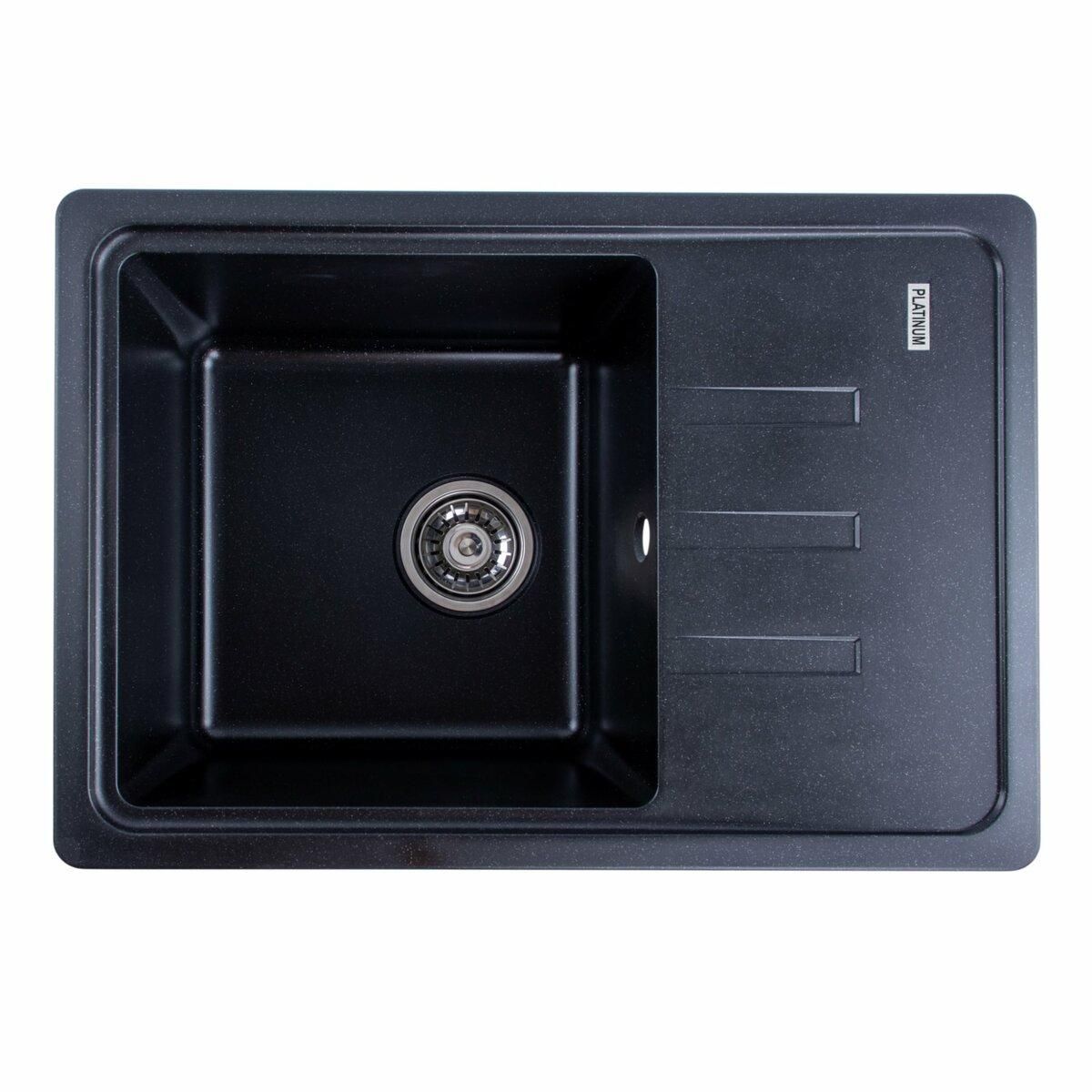 Гранитная мойка для кухни Platinum 6243 LIANA матовая Черный металлик Гранитная мойка для кухни Platinum 6243 LIANA матовая Черный металлик
