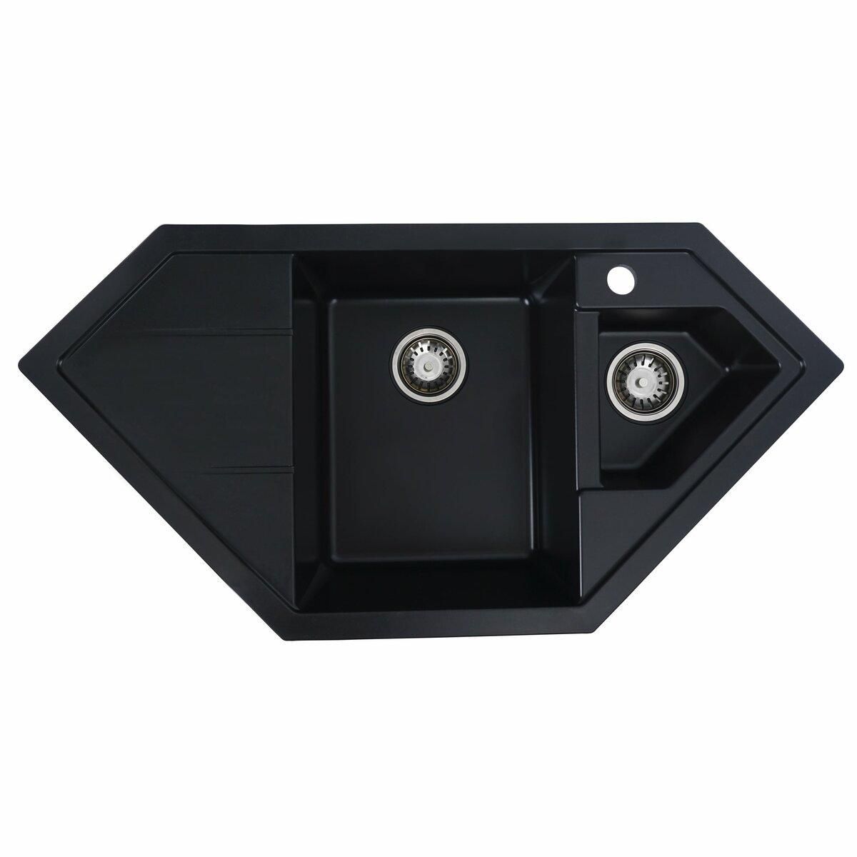 Гранитная мойка для кухни Platinum 9950 PANDORA матовая Черная Гранитная мойка для кухни Platinum 9950 PANDORA матовая Черная