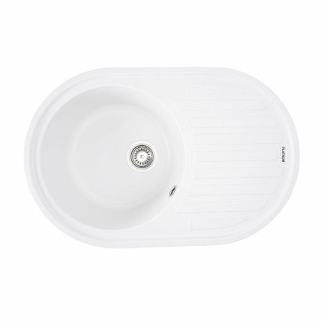 Гранитная мойка для кухни Platinum 7750 LIRA матовая Белоснежная