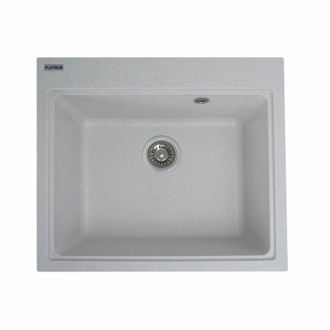 Гранітна мийка для кухні Platinum 5852 VESTA матова Біла в крапку Гранітна мийка для кухні Platinum 5852 VESTA матова Біла в крапку