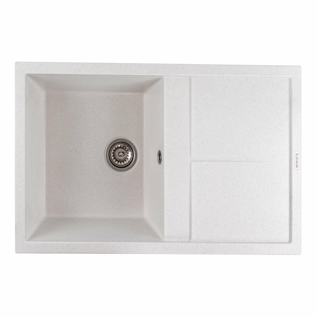 Гранитная мойка для кухни Platinum 7950 Selena матовая Белая в точку Гранитная мойка для кухни Platinum 7950 Selena матовая Белая в точку
