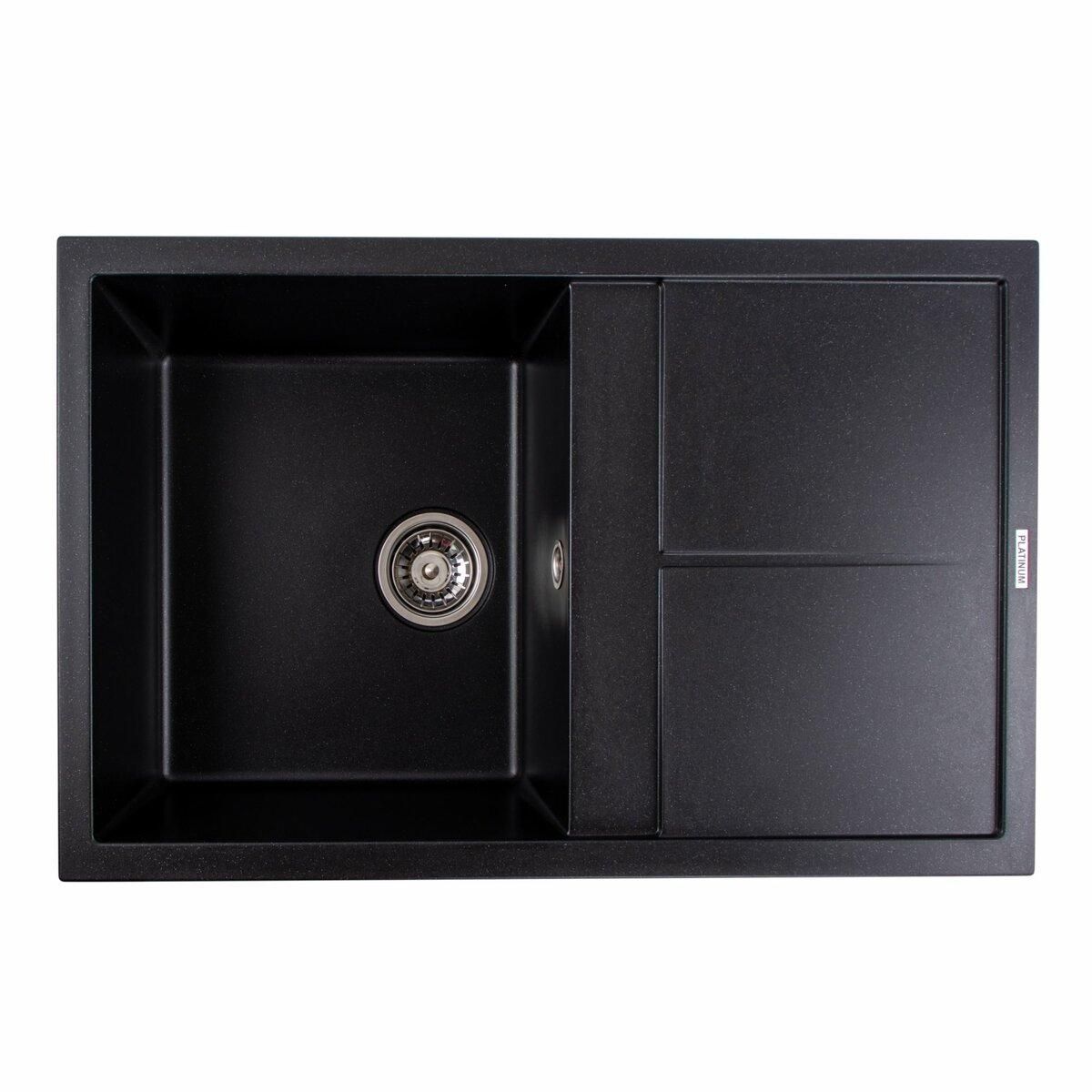 Гранитная мойка для кухни Platinum 7950 Selena матовая Черный металлик Гранитная мойка для кухни Platinum 7950 Selena матовая Черный металлик