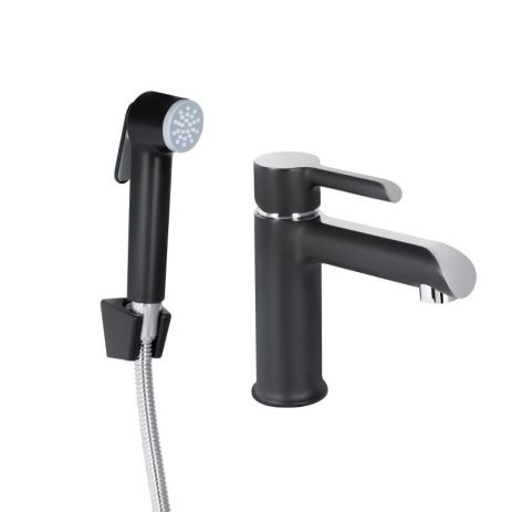 Змішувач для раковини Qtap Grand (з гігієнічним душем) QTGRA272CRB45672 Chrome/Black Змішувач для раковини Qtap Grand (з гігієнічним душем) QTGRA272CRB45672 Chrome/Black