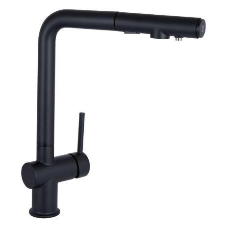 Змішувач для кухні Qtap Rozcesti з висувним виливом з під'єднанням для питної води QTROZ367BLM45943 Black