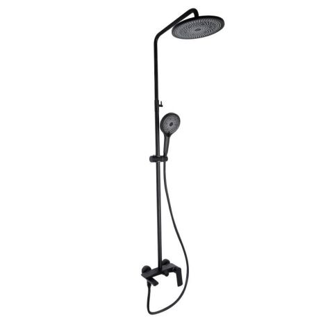Душова система універсальна Qtap Slavonice на три споживачі (з виливом) QTSLA111BLM45911 Black Matt