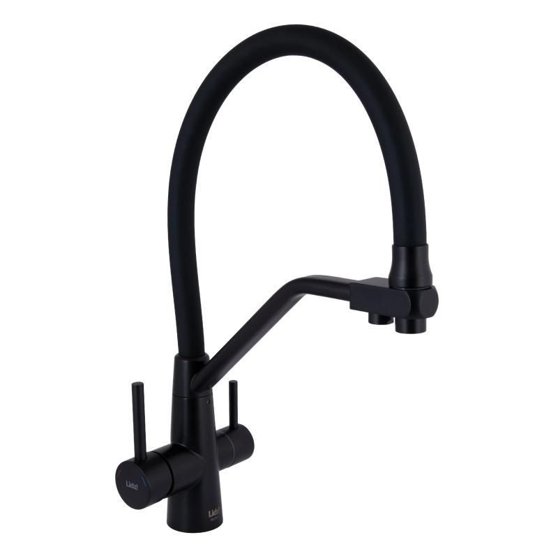 Смеситель для кухни Lidz Aria 020F3 с гибким изливом с подключением для питьевой воды (k35) LDARI020F3BLA39212 Смеситель для кухни Lidz Aria 020F3 с гибким изливом с подключением для питьевой воды (k35) LDARI020F3BLA39212