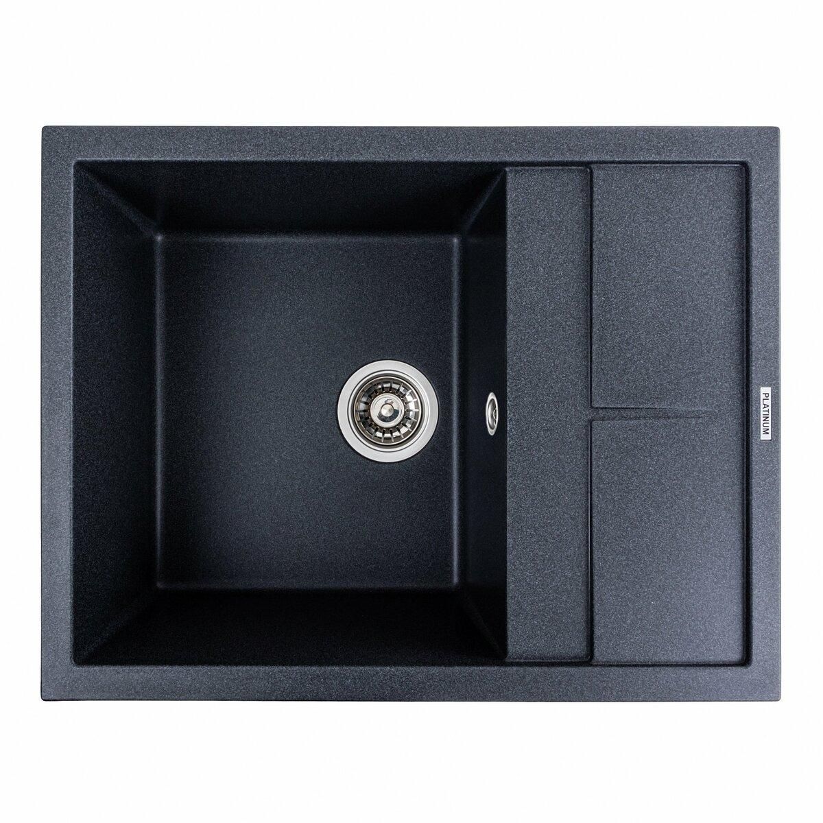 Гранитная мойка для кухни Platinum 6550 LOTOS матовый Карбон Гранитная мойка для кухни Platinum 6550 LOTOS матовый Карбон