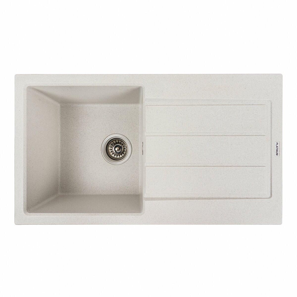 Гранитная мойка для кухни Platinum 7843 SOLID матовая Белая в точку Гранитная мойка для кухни Platinum 7843 SOLID матовая Белая в точку