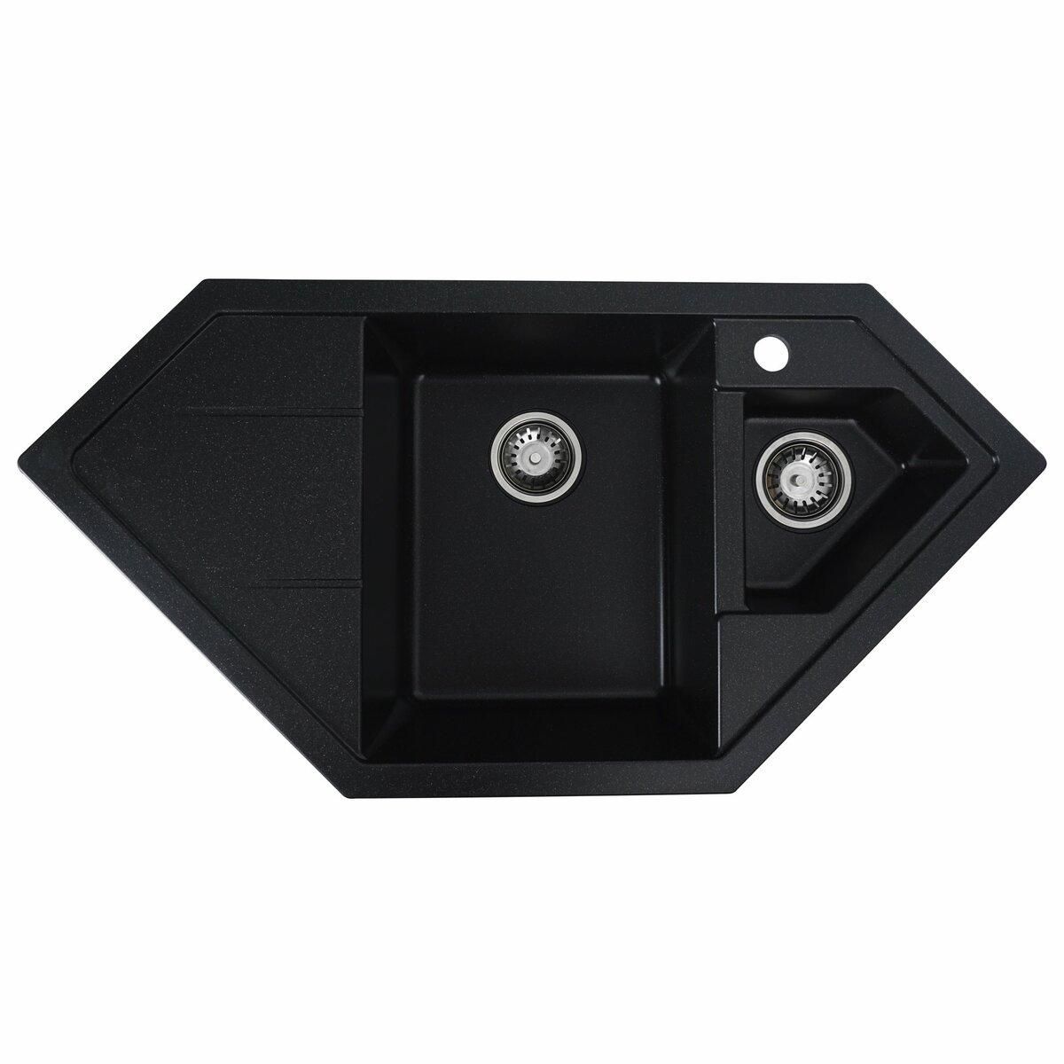 Гранитная мойка для кухни Platinum 9950 PANDORA матовая Черный металлик Гранитная мойка для кухни Platinum 9950 PANDORA матовая Черный металлик