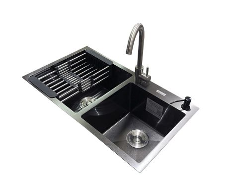 Комплект мийка + змішувач Romzha Arta U-730SDN BL (A)
