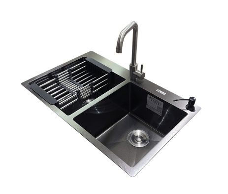 Комплект мийка + змішувач Romzha Arta U-730SD BL (B)