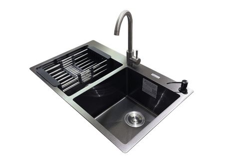 Комплект мийка + змішувач Romzha Arta U-730SD BL (A)