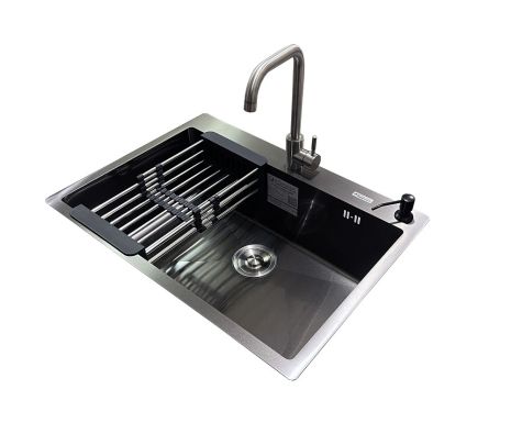 Комплект мийка + змішувач Romzha Arta U-650S Max BL (B)