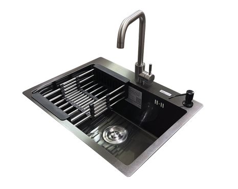Комплект мийка + змішувач Romzha Arta U-550S BL (B)
