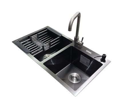 Комплект мийка + змішувач Romzha Arta U-730SDN BL (B)