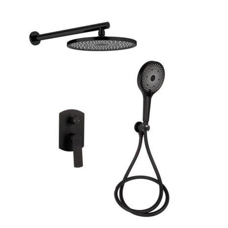 Душова система універсальна Qtap Slavonice прихованого монтажу на два споживачі QTSLA113BLM45900 Black Matt