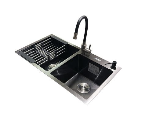 Комплект мийка + змішувач Romzha Arta U-730SDN BL (C)