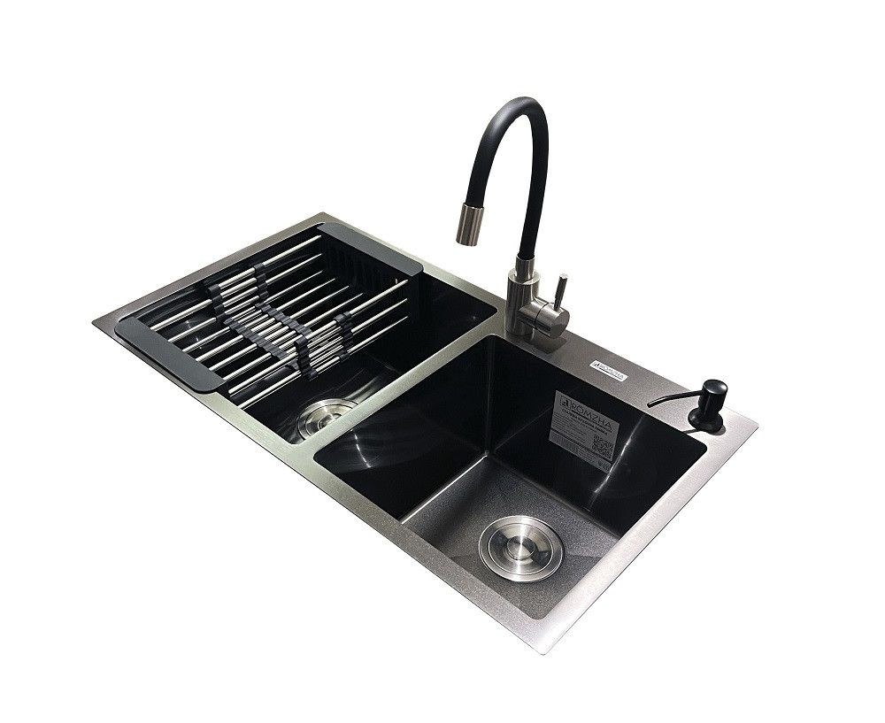 Комплект мийка + змішувач Romzha Arta U-730SDN BL (C) Комплект мийка + змішувач Romzha Arta U-730SDN BL (C)