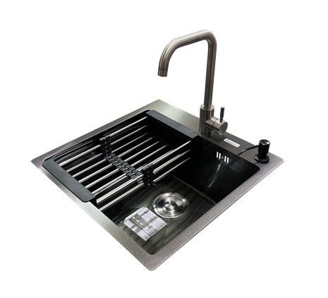 Комплект мийка + змішувач Romzha Arta U-450S BL (B)