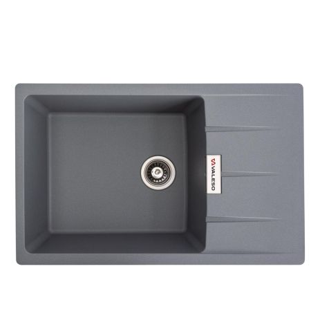 Гранитная кухонная мойка VALESO ROMA 7850 матовая Серый металлик