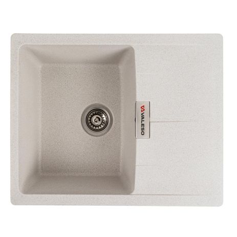Гранитная кухонная мойка VALESO ZIRKONE 6250, матовая белая с точечным рисунком
