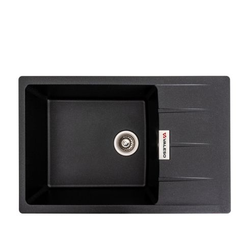 Кухонная гранитная мойка VALESO ROMA 7850 матовая черный металлик