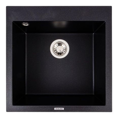 Гранитная кухонная мойка VALESO GALAX 5050 матовая Черный металлик