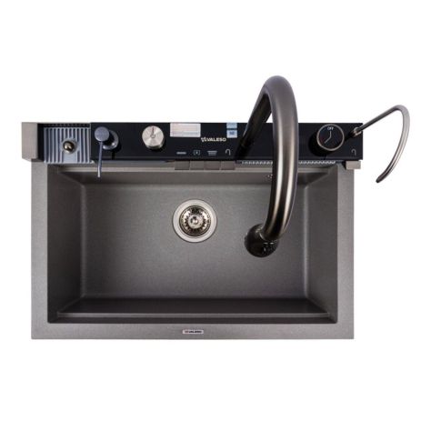 Кухонная гранитная мойка VALESO IRENA 6846, матовая, Серый Мусон Кухонная гранитная мойка VALESO IRENA 6846, матовая, Серый Мусон