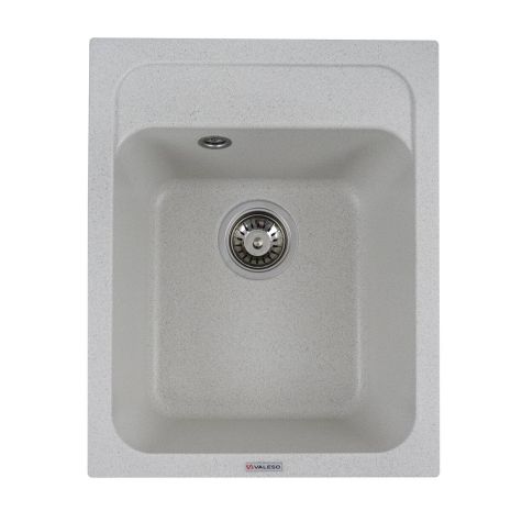 Белая кухонная гранитная мойка VALESO KORRADO 4050, матовая в точку