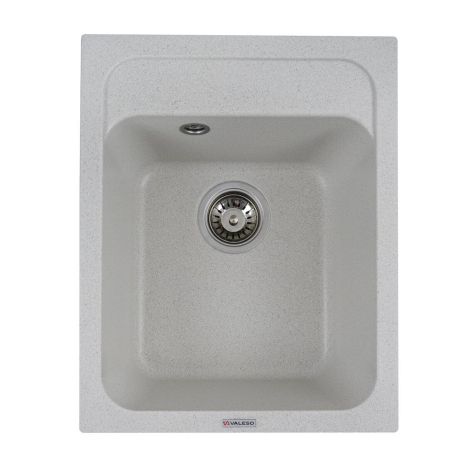 Белая кухонная гранитная мойка VALESO KORRADO 4050, матовая в точку