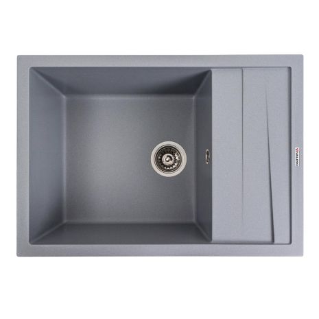 Кухонная гранитная мойка VALESO 7050 CASCADA, матовый серый металлик