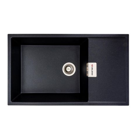 Гранитная кухонная мойка VALESO 8650 DIAMOND матовая (черный металлик)