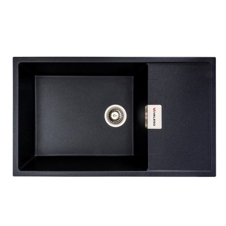 Гранитная кухонная мойка VALESO 8650 DIAMOND матовая (черный металлик)