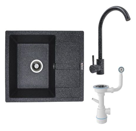 Комплект: Мийка графіт ARIA 5851 + Змішувач графіт NESP 56 B + Сифон 1041